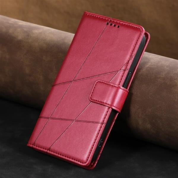 Grote foto samsung galaxy f23 flip case portefeuille wallet cover leer hoesje rood telecommunicatie mobieltjes