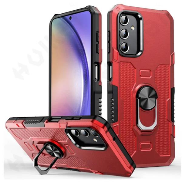 Grote foto samsung galaxy a04 hoesje kickstand magneet shockproof cover met popgrip rood telecommunicatie mobieltjes