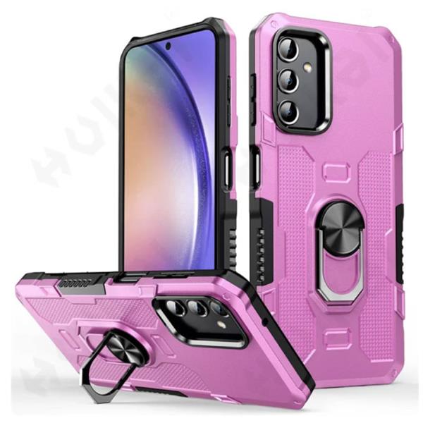 Grote foto samsung galaxy a04 hoesje kickstand magneet shockproof cover met popgrip roze telecommunicatie mobieltjes