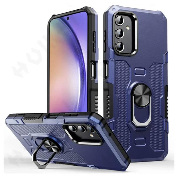 Grote foto samsung galaxy a73 5g hoesje kickstand magneet shockproof cover met popgrip blauw telecommunicatie mobieltjes