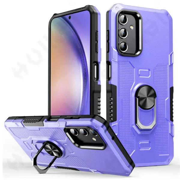 Grote foto samsung galaxy a24 4g hoesje kickstand magneet shockproof cover met popgrip paars telecommunicatie mobieltjes