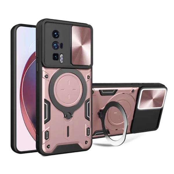 Grote foto xiaomi poco f5 5g hoesje met ring kickstand en magneet schokbestendig cover case roze telecommunicatie mobieltjes