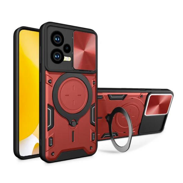 Grote foto xiaomi poco f5 5g hoesje met ring kickstand en magneet schokbestendig cover case rood telecommunicatie mobieltjes