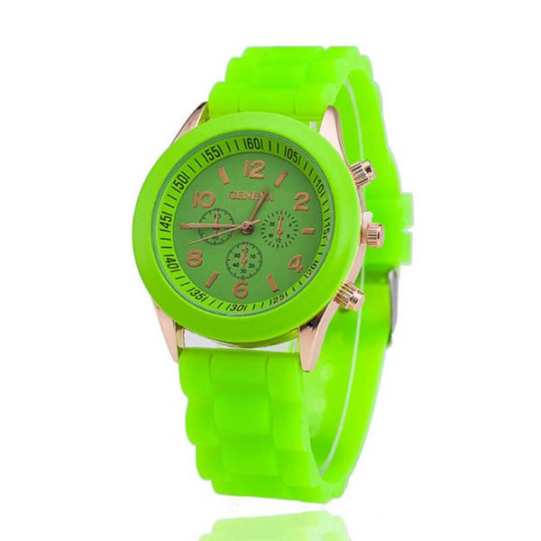 Grote foto jelly horloge voor dames kwarts uurwerk silicoon bandje groen kleding dames horloges