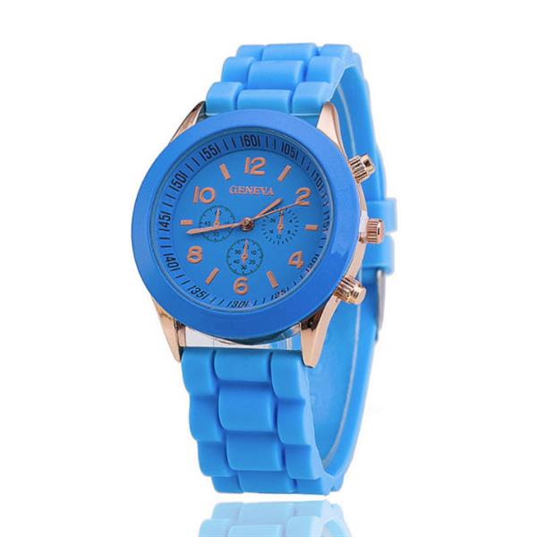 Grote foto jelly horloge voor dames kwarts uurwerk silicoon bandje lichtblauw kleding dames horloges