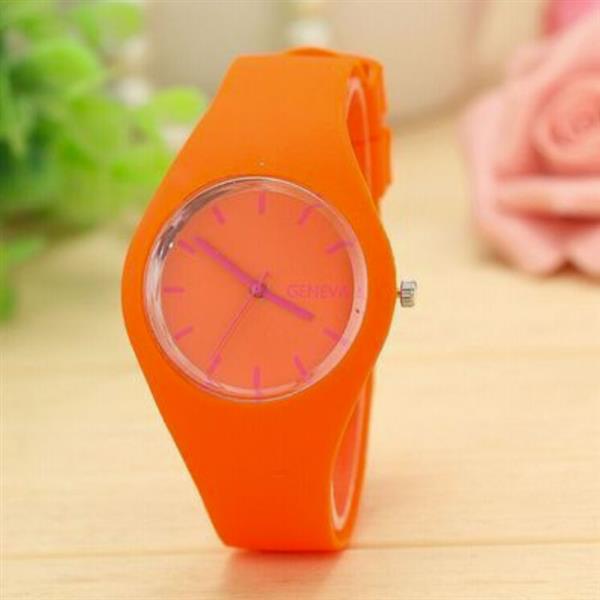Grote foto jelly horloge unisex kwarts uurwerk silicoon bandje oranje kleding dames horloges