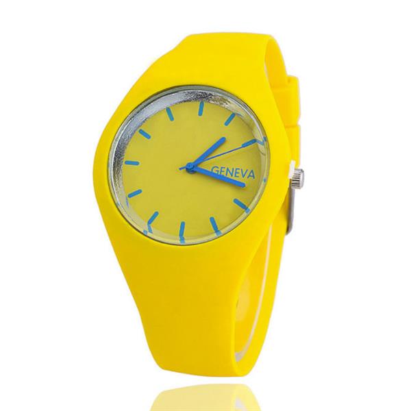 Grote foto jelly horloge unisex kwarts uurwerk silicoon bandje geel kleding dames horloges