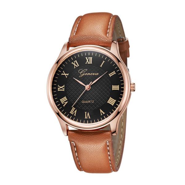Grote foto klassiek horloge voor heren kwarts uurwerk leren bandje oranje kleding dames horloges