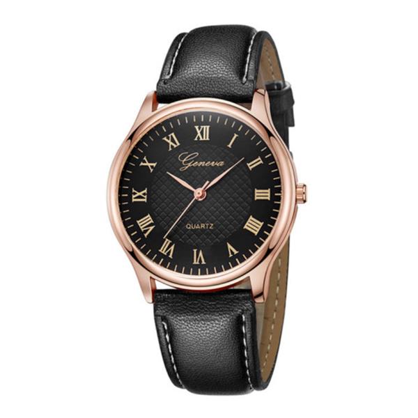 Grote foto klassiek horloge voor heren kwarts uurwerk leren bandje rose gold kleding dames horloges