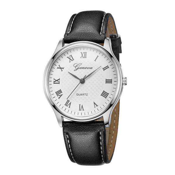Grote foto klassiek horloge voor heren kwarts uurwerk leren bandje zilver kleding dames horloges