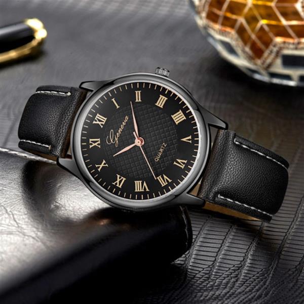 Grote foto klassiek horloge voor heren kwarts uurwerk leren bandje zwart kleding dames horloges