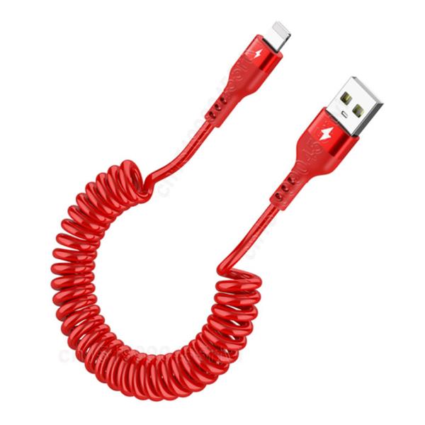 Grote foto spiraal oplaadkabel voor iphone lightning 1 meter 2.4a oplader data kabel rood telecommunicatie opladers en autoladers