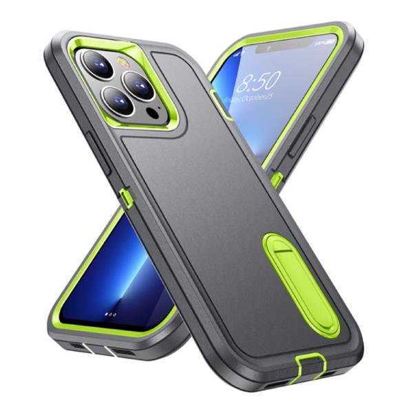 Grote foto iphone 12 pro max armor hoesje met kickstand shockproof cover case grijs groen telecommunicatie mobieltjes