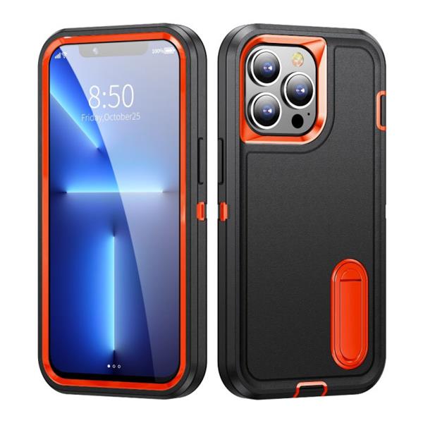 Grote foto iphone 13 pro max armor hoesje met kickstand shockproof cover case zwart oranje telecommunicatie mobieltjes