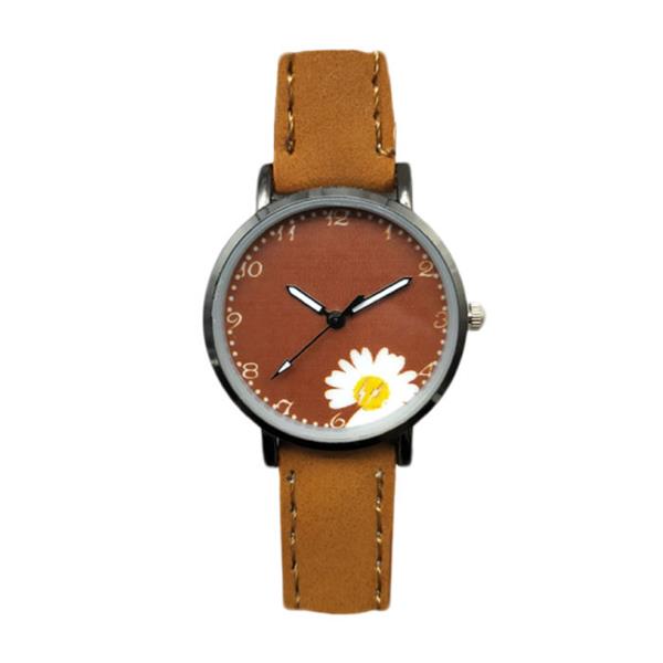 Grote foto minimalistisch horloge voor dames modieus kwarts uurwerk vrouwen lichtgevend leer bandje bruin kleding dames horloges