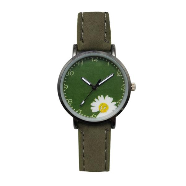 Grote foto minimalistisch horloge voor dames modieus kwarts uurwerk vrouwen lichtgevend leer bandje groen kleding dames horloges