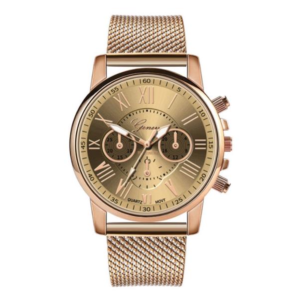 Grote foto luxe horloge voor dames modieus kwarts uurwerk mesh bandje goud kleding dames horloges