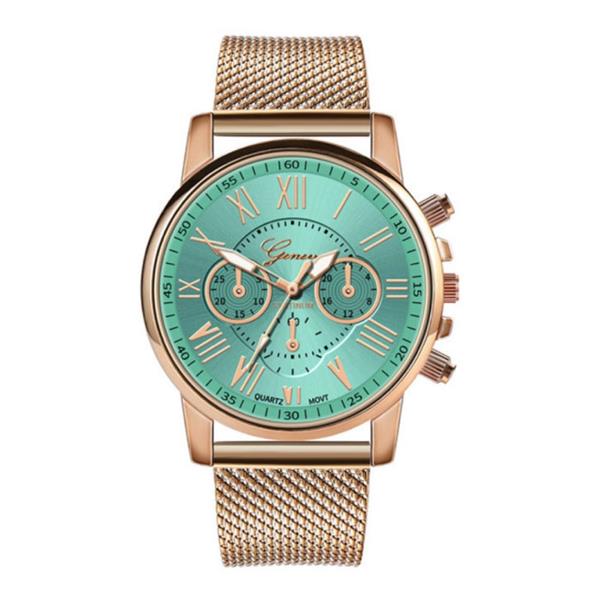 Grote foto luxe horloge voor dames modieus kwarts uurwerk mesh bandje groen kleding dames horloges