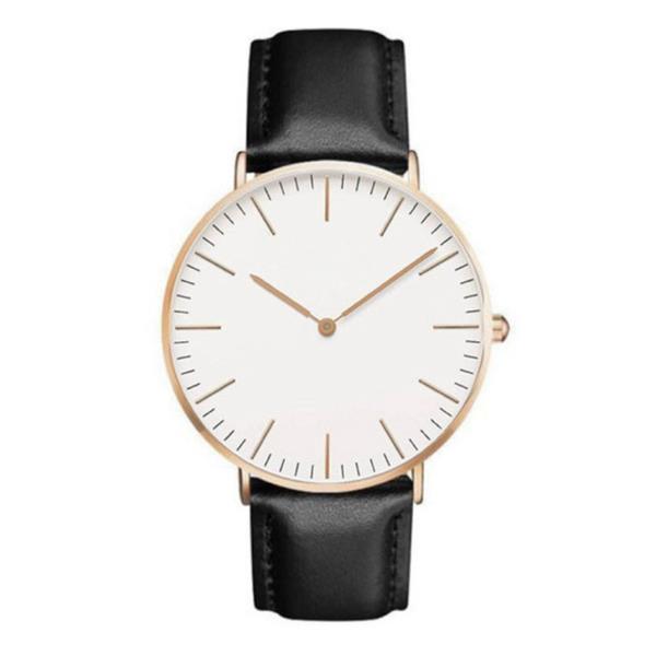 Grote foto minimalistisch horloge voor dames modieus kwarts uurwerk leer bandje zwart wit kleding dames horloges