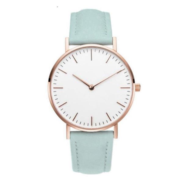Grote foto minimalistisch horloge voor dames modieus kwarts uurwerk leer bandje groen kleding dames horloges