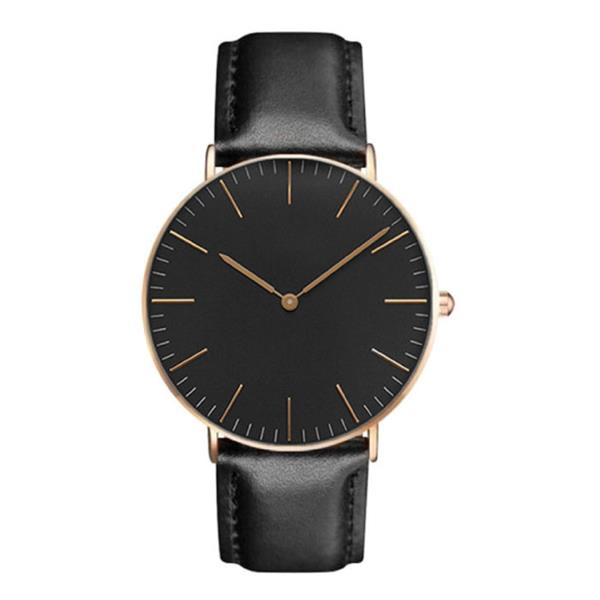Grote foto minimalistisch horloge voor dames modieus kwarts uurwerk leer bandje zwart kleding dames horloges
