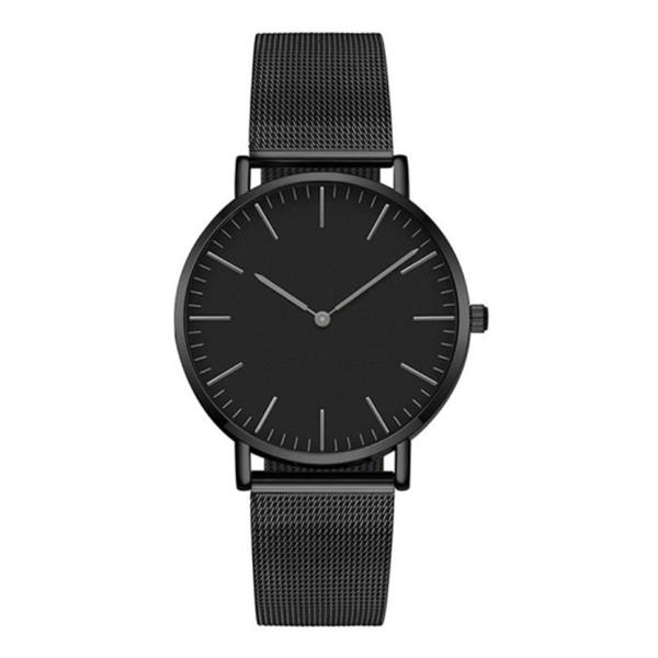 Grote foto minimalistisch horloge voor dames modieus kwarts uurwerk mesh bandje zwart kleding dames horloges