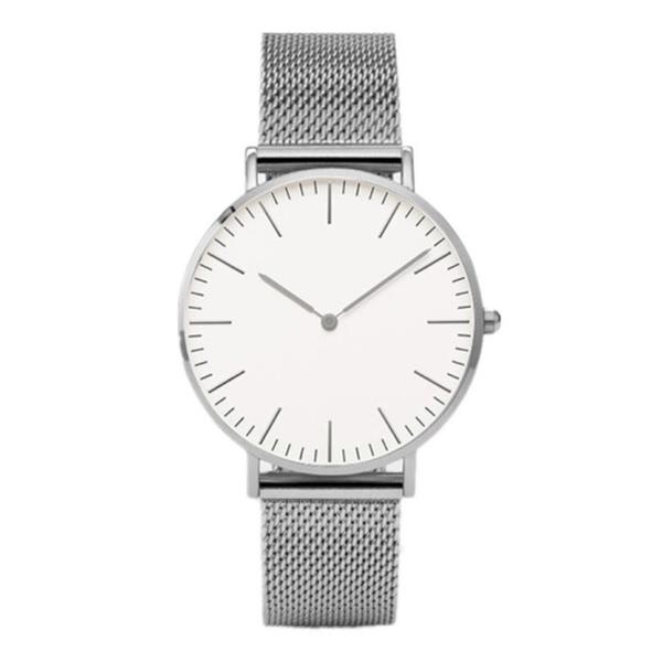 Grote foto minimalistisch horloge voor dames modieus kwarts uurwerk mesh bandje zilver wit kleding dames horloges