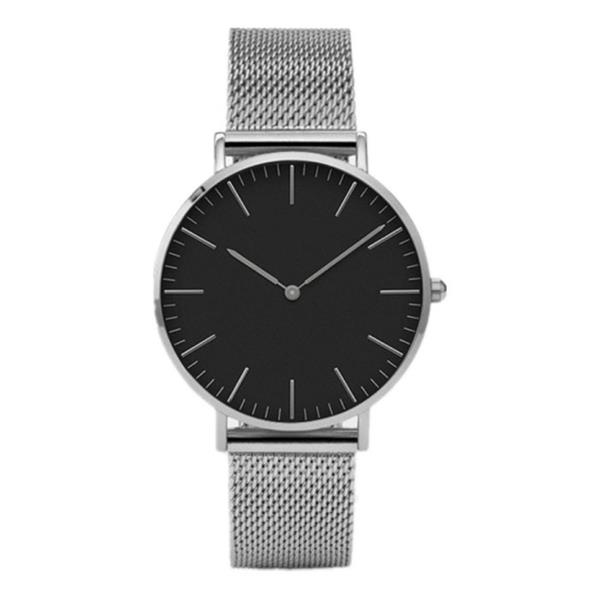 Grote foto minimalistisch horloge voor dames modieus kwarts uurwerk mesh bandje zilver zwart kleding dames horloges