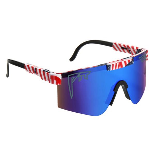 Grote foto gepolariseerde zonnebril fiets ski sport bril shades uv400 rood wit blauw kleding dames sieraden