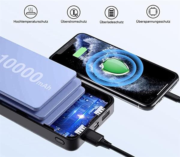 Grote foto powerbank 30.000 mah snellader oplader micro usb c led display zwart telecommunicatie batterijen en accu