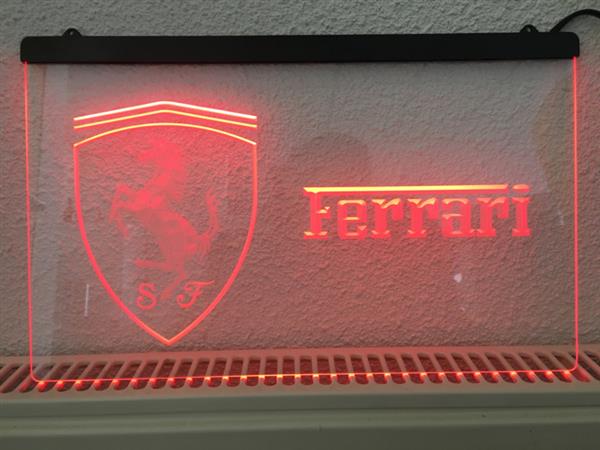 Grote foto ferrari neon bord lamp led cafe verlichting reclame lichtbak huis en inrichting overige