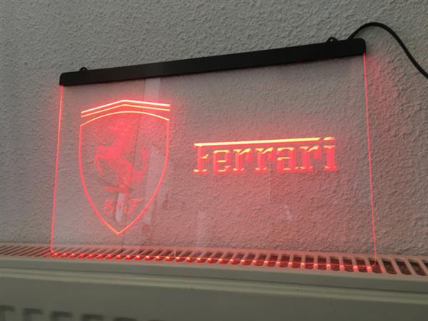 Grote foto ferrari neon bord lamp led cafe verlichting reclame lichtbak huis en inrichting overige