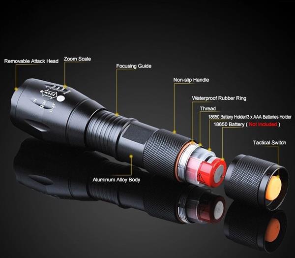 Grote foto led militaire zaklamp zaklantaarn waterdicht 2000 lumen oplaadbaar huis en inrichting overige