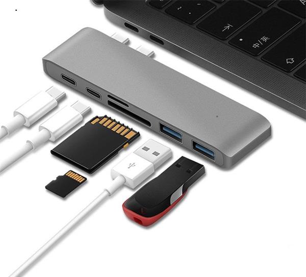 Grote foto usb c usb c adapter hub macbok pro air 2.0 3.0 microsd 6 poorten computers en software overige computers en software