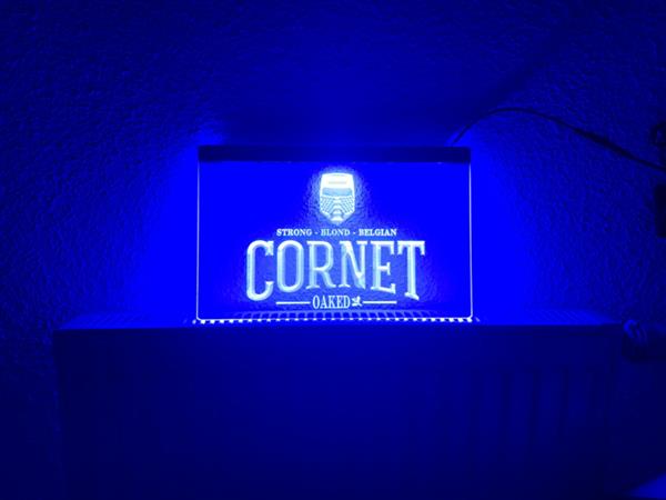 Grote foto cornet neon bord lamp led verlichting reclame lichtbak bier huis en inrichting overige