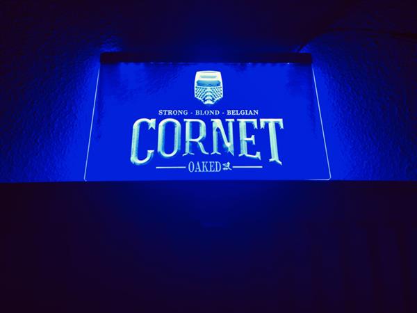 Grote foto cornet neon bord lamp led verlichting reclame lichtbak bier huis en inrichting overige