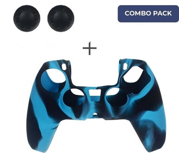 Grote foto silicone hoes skin case cover voor ps5 playstation 5 controller blauw camouflage spelcomputers games overige