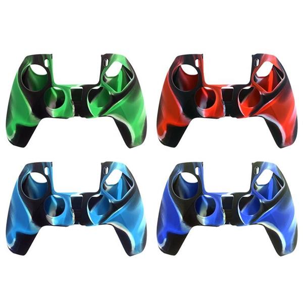 Grote foto silicone hoes skin case cover voor ps5 playstation 5 controller blauw camouflage spelcomputers games overige