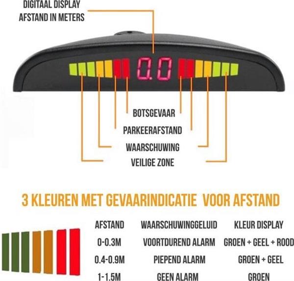 Grote foto parkeersensoren parkeer sensoren auto achter inbouw led scherm grijs auto onderdelen accessoire delen