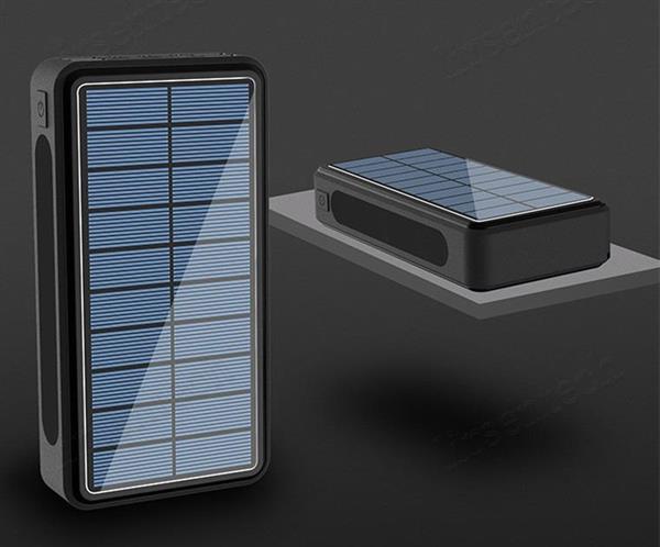 Grote foto powerbank power bank 50.000 mah snellader oplader zonnepaneel 4x usb zwart telecommunicatie batterijen en accu