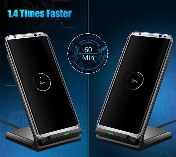 Grote foto draadloze oplader staand iphone qi lader draadloos dock snellader zwart telecommunicatie opladers en autoladers