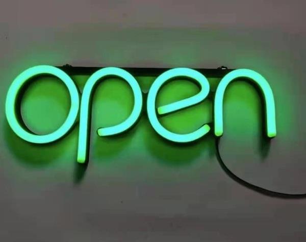Grote foto open neon bord verlichting lamp licht kunststof 3d groen huis en inrichting overige