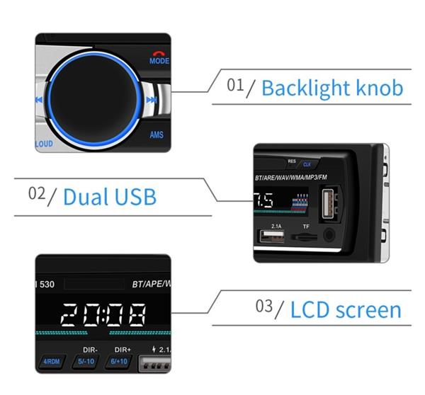 Grote foto autoradio auto radio 1din 1 din bluetooth 2x usb aux fm sd auto onderdelen autoradio