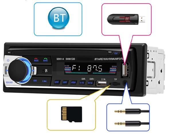 Grote foto autoradio auto radio 1din 1 din bluetooth 2x usb aux fm sd auto onderdelen autoradio