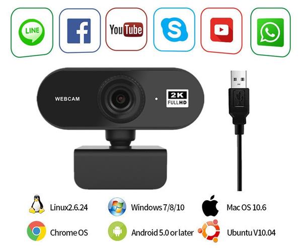 Grote foto webcam 2k laptop usb microfoon pc quad hd autofocus geen full hd maar 2k computers en software overige computers en software