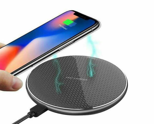 Grote foto draadloze oplader draadloos lader fast charger aluminium 10w zwart telecommunicatie opladers en autoladers