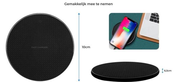 Grote foto draadloze oplader draadloos lader fast charger aluminium 10w zwart telecommunicatie opladers en autoladers