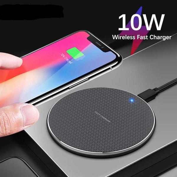 Grote foto draadloze oplader draadloos lader fast charger aluminium 10w zwart telecommunicatie opladers en autoladers