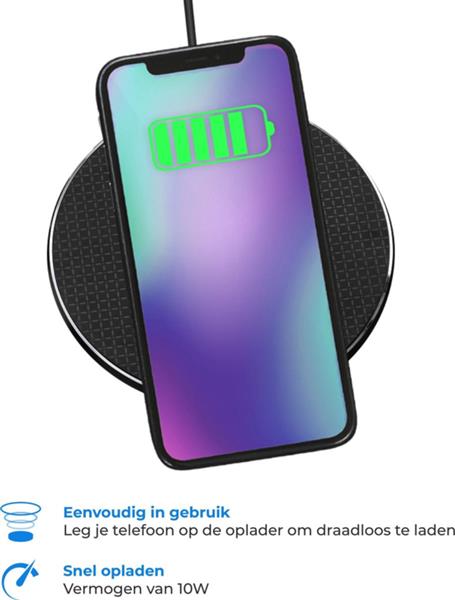 Grote foto draadloze oplader draadloos lader fast charger aluminium 10w zwart telecommunicatie opladers en autoladers
