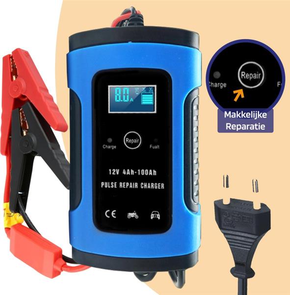 Grote foto accu druppel lader druppellader auto acculader 12v lcd display blauw auto onderdelen accessoire delen